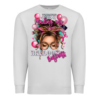 Dove Grey just minding my balloon business messy bun Premium Sweatshirt - texasbilliewilder