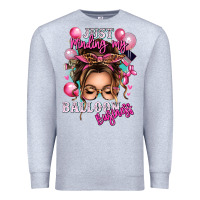 Heather Grey just minding my balloon business messy bun Premium Sweatshirt - texasbilliewilder