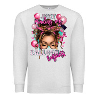 Oatmeal Heather just minding my balloon business messy bun Premium Sweatshirt - texasbilliewilder