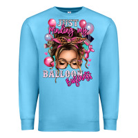 Ocean Blue just minding my balloon business messy bun Premium Sweatshirt - texasbilliewilder