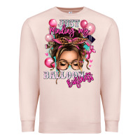 Pale Pink just minding my balloon business messy bun Premium Sweatshirt - texasbilliewilder