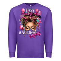 Purple just minding my balloon business messy bun Premium Sweatshirt - texasbilliewilder
