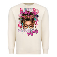 Sandshell just minding my balloon business messy bun Premium Sweatshirt - texasbilliewilder
