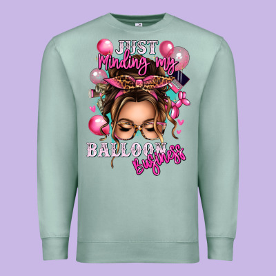 Just Minding My Balloon Business Messy Bun Premium Sweatshirt Designed By Texasbilliewilder