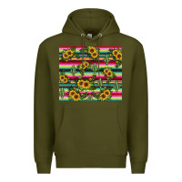 Army Green sunflower cactus Premium Hoodie - JahusDesignShop