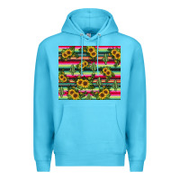 Ocean Blue sunflower cactus Premium Hoodie - JahusDesignShop