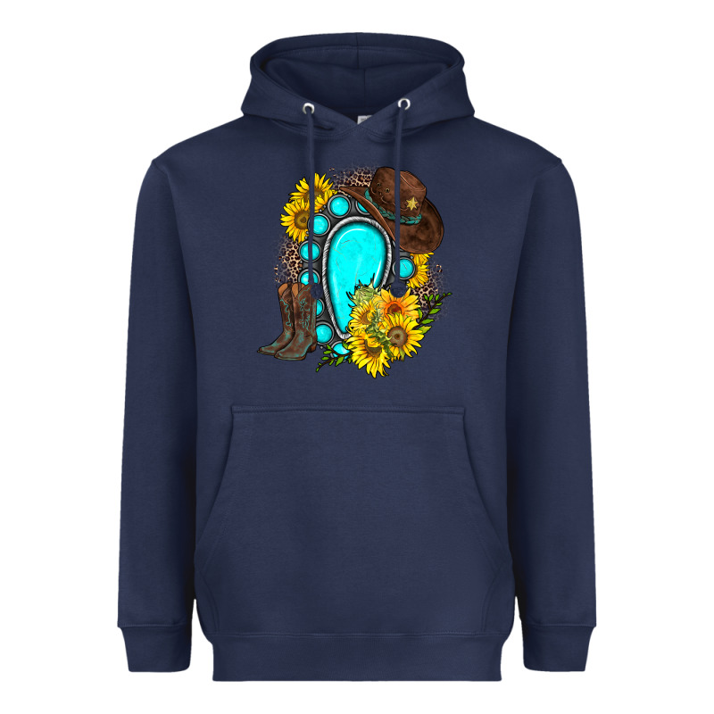 Western Turquoise Gemstone Heavyweight Hoodie by Zillion Design Studio | Teevron