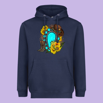Western Turquoise Gemstone Heavyweight Hoodie Designed By Zillion Design Studio