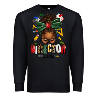 Black director life afro messy bun Premium Sweatshirt - texasbilliewilder