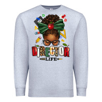 Heather Grey director life afro messy bun Premium Sweatshirt - texasbilliewilder