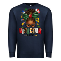 Navy director life afro messy bun Premium Sweatshirt - texasbilliewilder
