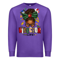 Purple director life afro messy bun Premium Sweatshirt - texasbilliewilder