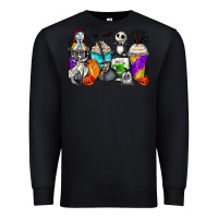 Black halloween cartoon characters coffee cups Premium Sweatshirt - Zillion Design Studio