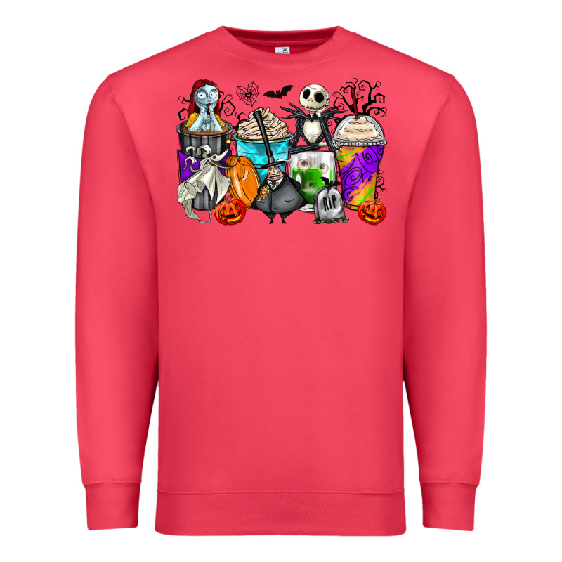 Halloween Cartoon Characters Coffee Cups Premium Sweatshirt by Zillion Design Studio | Teevron