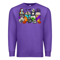 Purple halloween cartoon characters coffee cups Premium Sweatshirt - Zillion Design Studio