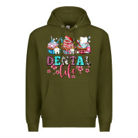 Army Green dental life with cupcakes Premium Hoodie - AdoDesignShop