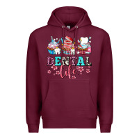 Burgundy dental life with cupcakes Premium Hoodie - AdoDesignShop
