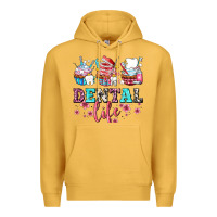 Mustard dental life with cupcakes Premium Hoodie - AdoDesignShop
