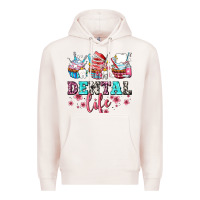Pale Pink dental life with cupcakes Premium Hoodie - AdoDesignShop