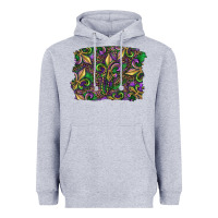 Heather Grey Mardi Gras Fleur De Lis Heavyweight Hoodie - RanaPortraitStore