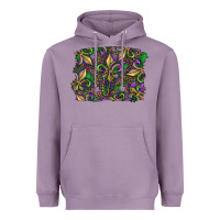 Lavender Mardi Gras Fleur De Lis Heavyweight Hoodie - RanaPortraitStore