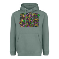 Sage Mardi Gras Fleur De Lis Heavyweight Hoodie - RanaPortraitStore