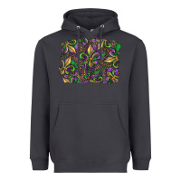 Smoke Mardi Gras Fleur De Lis Heavyweight Hoodie - RanaPortraitStore