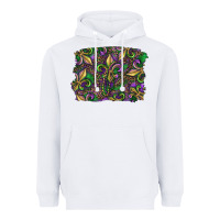 White Mardi Gras Fleur De Lis Heavyweight Hoodie - RanaPortraitStore