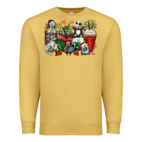 Antique Gold Christmas cartoon characters coffee cups Premium Sweatshirt - Zillion Design Studio