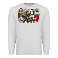 Dove Grey Christmas cartoon characters coffee cups Premium Sweatshirt - Zillion Design Studio