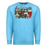 Ocean Blue Christmas cartoon characters coffee cups Premium Sweatshirt - Zillion Design Studio