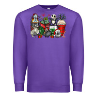 Purple Christmas cartoon characters coffee cups Premium Sweatshirt - Zillion Design Studio