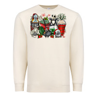 Sandshell Christmas cartoon characters coffee cups Premium Sweatshirt - Zillion Design Studio