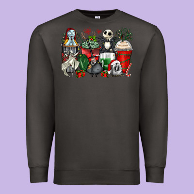 Christmas Cartoon Characters Coffee Cups Premium Sweatshirt Designed By Zillion Design Studio