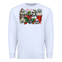 White Christmas cartoon characters coffee cups Premium Sweatshirt - Zillion Design Studio