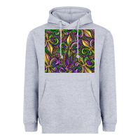 Heather Grey mardi gras fleur de lis Heavyweight Hoodie - RanaPortraitStore