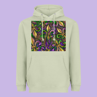 Heavyweight Hoodie mardi gras fleur de lis