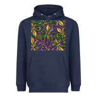 Navy mardi gras fleur de lis Heavyweight Hoodie - RanaPortraitStore