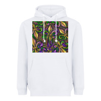 White mardi gras fleur de lis Heavyweight Hoodie - RanaPortraitStore