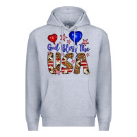 Heather Grey god bless the usa Premium Hoodie - Artiststas
