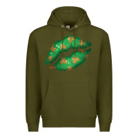 Army Green St. Patrick's Day Lip Premium Hoodie - Jasminsmagicworld