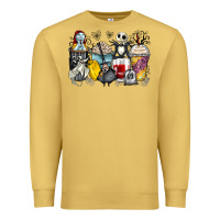 Antique Gold cartoon characters coffee cups Premium Sweatshirt - Zillion Design Studio