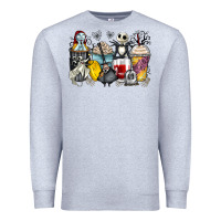 Heather Grey cartoon characters coffee cups Premium Sweatshirt - Zillion Design Studio