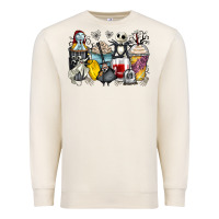 Sandshell cartoon characters coffee cups Premium Sweatshirt - Zillion Design Studio