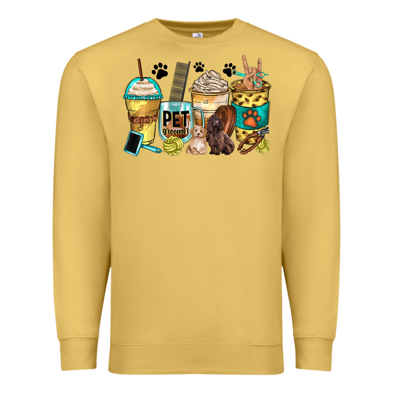 Pet Groomer Coffee Cups Premium Sweatshirt by Zillion Design Studio | Teevron