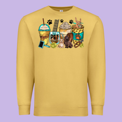 Pet Groomer Coffee Cups Premium Sweatshirt Designed By Zillion Design Studio