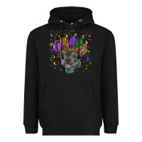 Black mardi gras french bulldog Heavyweight Hoodie - RanaPortraitStore
