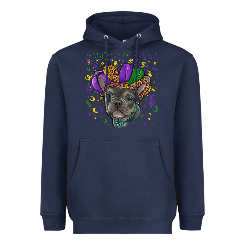 Mardi Gras French Bulldog Heavyweight Hoodie by RanaPortraitStore | Teevron