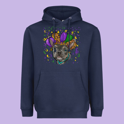 Heavyweight Hoodie mardi gras french bulldog