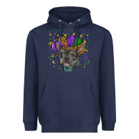 Navy mardi gras french bulldog Heavyweight Hoodie - RanaPortraitStore